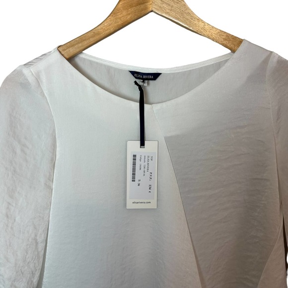 Elisa Rivera White Short Sleeve Blouse Size ES 36 US Small - Picture 2 of 9
